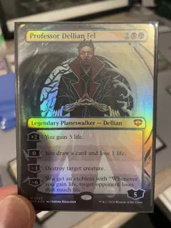 Professor Dellian Fel Borderless Foil- Secrets of Strixhaven (SOS) - NM + EMBLEM - Image 1