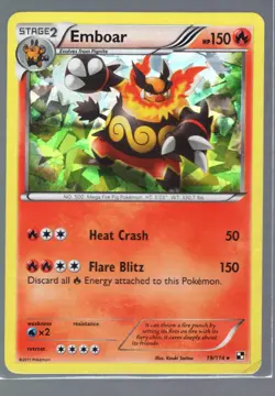 EMBOAR (CRACKED ICE HOLO) 19/114 HOLO DECK EXCLUSIVES POKEMON HOLO KOUKI SAITOU - Image 1
