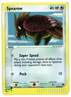 Pokemon TCG Spearow 81/100 Sandstorm Reverse Holo Common LP/MP - Image 1