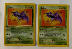 2X Pokemon Card Zubat Fossil 57/62 1st Edition Common WOTC Vintage LP - Image 1