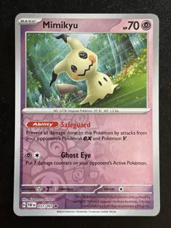 Mimikyu 037/091 Rare Paldean Fates Pokemon Reverse Holo Near Mint 037/091 - Image 1