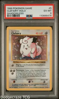 1999 Pokemon Game Clefairy Holo Shadowless 5/102 PSA 6 - Image 1