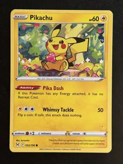 PIKACHU 052/196 LOST ORIGIN POKEMON COMMON NEAR MINT NM 052/196 - Image 1