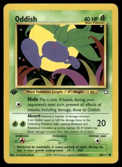 Pokemon Cards Oddish 68/111 1st Edition Neo Genesis Common NM *1 - Image 1