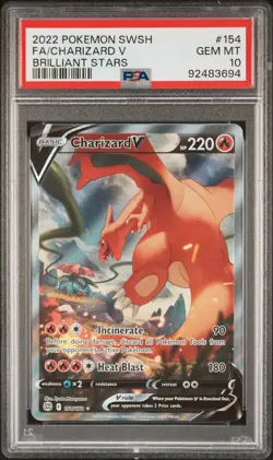 2022 POKEMON SWORD & SHIELD BRILLIANT STARS #154 FULL ART/CHARIZARD V PSA 10 - Image 1