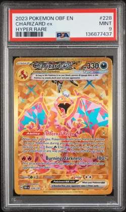 2023 POKEMON OBF EN-OBSIDIAN FLAMES HYPER RARE #228 CHARIZARD EX PSA 9 - Image 1