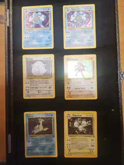 Pokemon Fossil Base Set 1 + 2 Vintage Holo Cards Lot 6 Poliwrath Chansey Lapras - Image 1