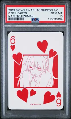 2019 BICYCLE NARUTO SHIPPUDEN PLAYING CARDS NARUTO UZUMAKI 6 OF HEARTS PSA 10 - Image 1