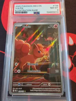 2025 Pokemon Mega Evolution Vulpix Illustration Rare #138/132 PSA 8 - Image 1