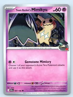 Team Rocket's Mimikyu 087/182 Uncommon Destined Rivals Pokemon Near Mint - Image 1