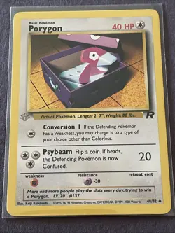 Porygon 48/82 1st edition Grey Gray Stamp Error Misprint Pokemon Team Rocket - Image 1