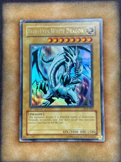 Yugioh Blue-Eyes White Dragon LOB-001 Ultra Rare 1ST EDITION GLOSSY PRINT MP - Image 1