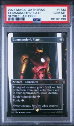 MTG PSA 10 "Commander's Plate" #1733 Non-Foil Secret Lair GM X Marvels Iron Man - Image 1