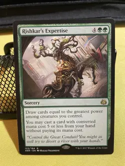Wizards Rishkar's Expertise Aether Revolt Rare Green Sorcery 123/184 - Image 1