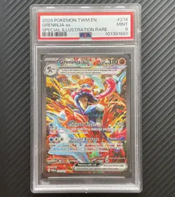 PSA 9 Greninja ex 214/167 Pokemon Sv06 Twilight Masquerade Full Art Card SIR - Image 1