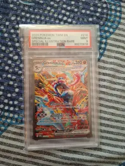 Pokemon TCG Scarlet & Violet Twilight Masquerade Greninja EX 214/167 PSA 9 - Image 1