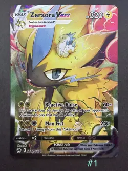 Pokemon TCG Zeraora VMAX Holo Rare Card GG42/GG70 Crown Zenith: Galarian Gallery - Image 1