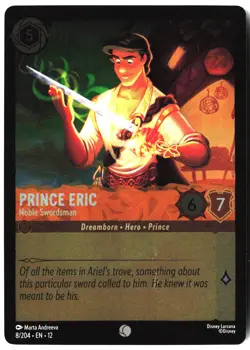 Disney Lorcana TCG Prince Eric Noble Swordsman 8/204 Foil Wilds Unknown - Image 1