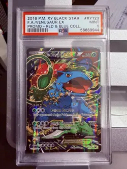 Pokemon XY Black Star Promo Red Blue Collar #XY123 Full Art Venusaur EX PSA 9 - Image 1