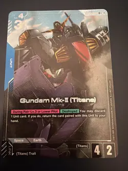 GUNDAM CARD GAME GUNDAM MK-II (TITANS) GD02-003 R+ FOIL ENGLISH DUAL IMPACT NEW - Image 1