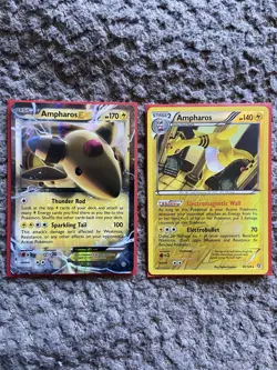 Pokemon TCG Ampharos EX 40/124 2015 & Ampharos Holo 28/98 2013 Lot 2 Cards - Image 1