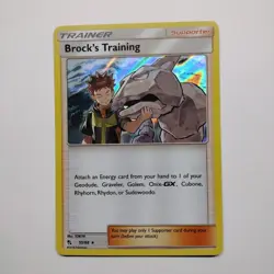 Brock's Training 55/68 Hidden Fates Holo Rare Pokemon Card MINT - Image 1