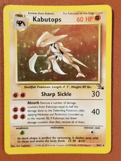 Kabutops 9/62 - Fossil - Holo Rare - MP to HP - Pokemon WOTC 2000 Vintage TCG - Image 1
