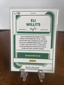 2026 Donruss Eli Willits GOLD VINYL 1/1 Case Hit Rated Prospect Optic NATS #1 - Image 2
