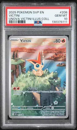2025 Pokemon SVP EN-SV Black Star Promo Victini Unova Illus Coll PSA 10 #208 - Image 1