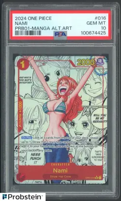 2024 One Piece PRB01 En Manga Alternate Art #016 Nami PSA 10 GEM MINT - Image 1