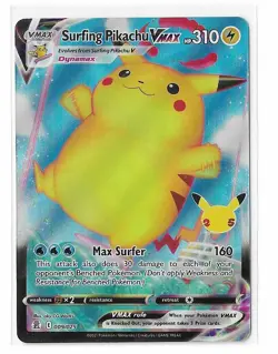Surfing Pikachu VMAX - 009/025 - Pokemon Celebrations Sword Shield Rare Card NM - Image 1