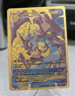 Pokemon Mega Charizard GX 240hp Gold Foil Fan Art Collector Card TCG - Image 1