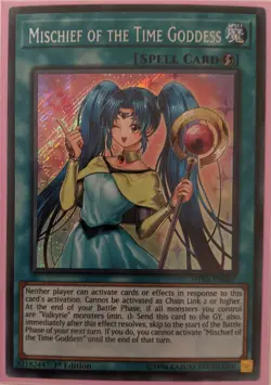YuGiOh Mischief of the Time Goddess Secret Rare 1st Edition SHVA-EN007 - Image 1
