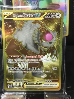 Pokemon TCG Bloodmoon Ursaluna EX Twilight Masquerade Gold Rare Card 222/167 - Image 1