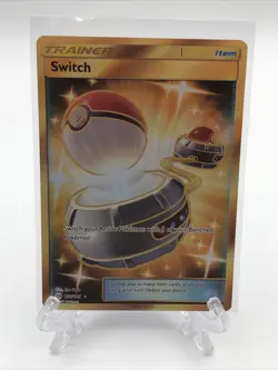 Pokemon Switch Gold Secret Rare Trainer 160/149 Sun & Moon Trading Card LP - Image 1