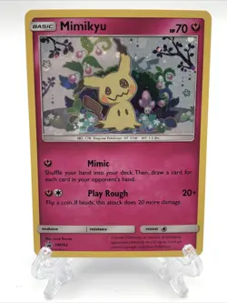 Pokemon Mimikyu Black Star Promo SM163 Sun & Moon Holo Trading Card LP - Image 1