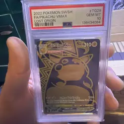 PSA 10 Pikachu VMAX TG29/TG30 Lost Origin Trainer Gallery Gold Black Pokemon - Image 1