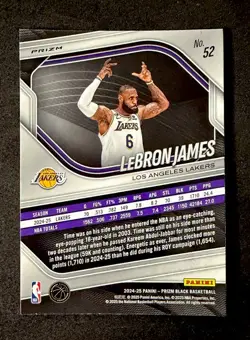 LEBRON JAMES 2024-25 Panini Prizm Black Silver Prizm #52 LA Lakers Silver Prizm - Image 2