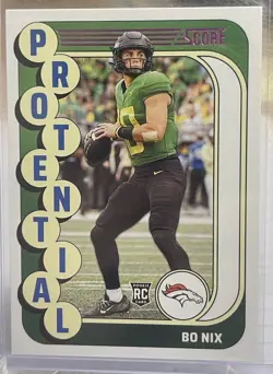 Bo Nix 2024 Panini Score RC Protential Pink Foil SP #11 Broncos Rookie - Image 1