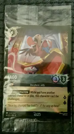 2025 DISNEY LORCANA D23 GOLD MEMBER PROMO CARD SEALED IAGO OUT OF REACH 8/D23 ! - Image 1