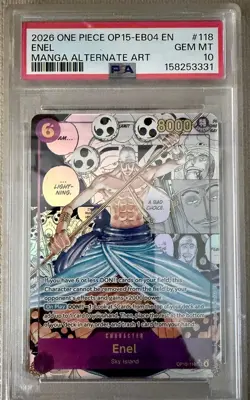 Enel OP15-118 Adventure on Kami's Island Alt Art Foil Secret Rare EN PSA 10 - Image 1