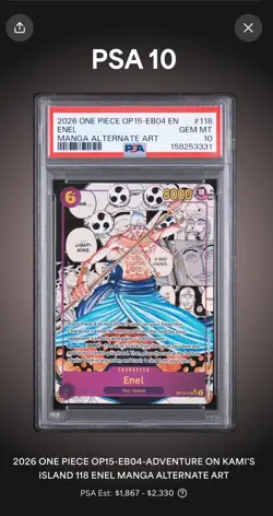 Enel OP15-118 Adventure on Kami's Island Alt Art Foil Secret Rare EN PSA 10 - Image 3