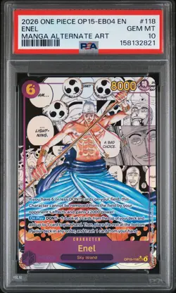 2026 ONE PIECE OP15-EB04-ADVENTURE ON KAMI'S ISLAND #118 ENEL PSA 10 - Image 1