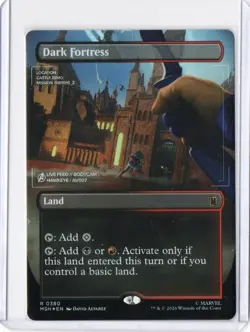 Dark Fortress - *Foil*- Borderless Marvel Super Heroes 380 MTG Rare Land - Image 1