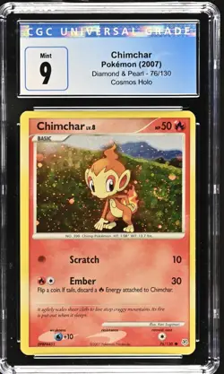 Chimchar Pokemon (2007) Diamond & Pearl - 76/130 Cosmos Holo CGC MINT 9 - Image 1