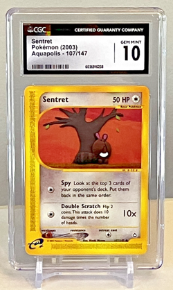 2003 Pokemon Aquapolis Sentret #107 CGC 10 GEM MINT e-Reader WOTC Low Pop - Image 1