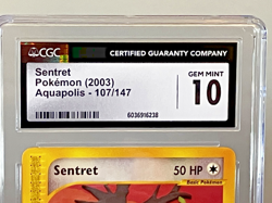 2003 Pokemon Aquapolis Sentret #107 CGC 10 GEM MINT e-Reader WOTC Low Pop - Image 2