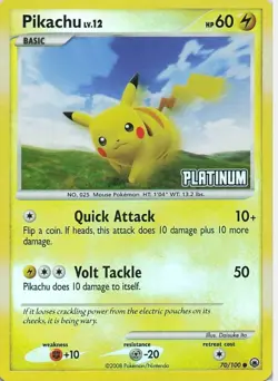 Pikachu 70/100 Majestic Dawn Platinum Reverse Holo 2008 Nintendo Pokemon Card - Image 1