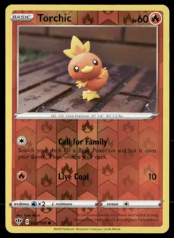 Torchic 022/189 Reverse Holo Common 2020 Darkness Ablaze Yuka Morii art LP - Image 1