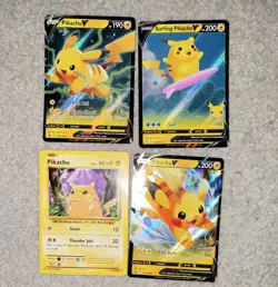 Pikachu V Surfing Pikachu V Pokemon TCG Lot of 4 SWSH Promo Holo Cards - Image 1